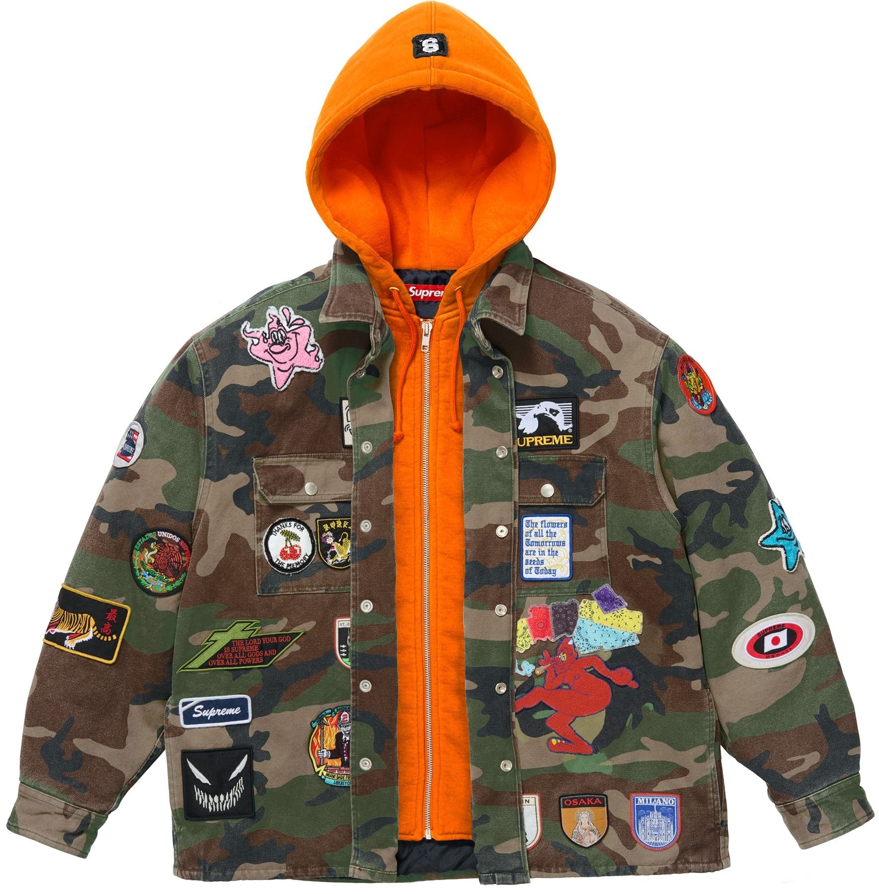 Patches Hooded Zip Up Shirt view 14